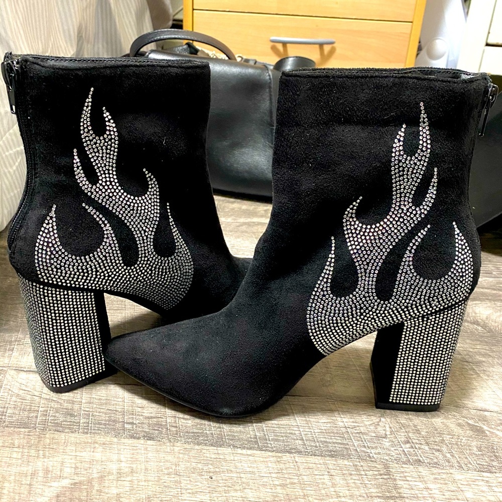 Faux suede booties